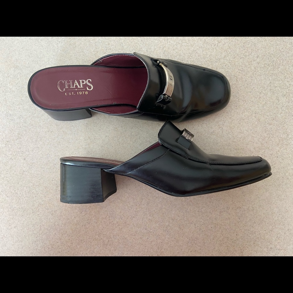 Chaps leather mules